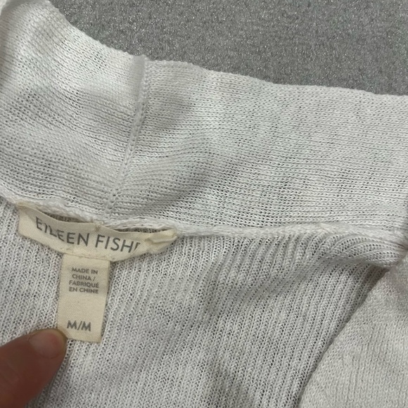 [M]Eileen Fisher White Organic Linen Women's Open Cardigan - Picture 4 of 9
